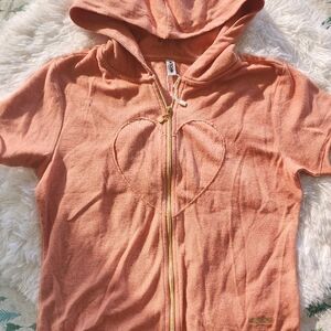 Moschino Coral Zip-Up with Gold Accents